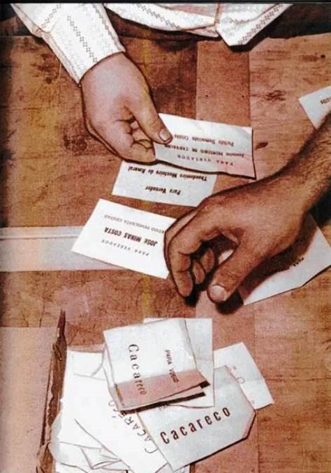 أوراق تصويت باسم كاكاريكو أثناء الفرز سنة 1959 في ساو باولو