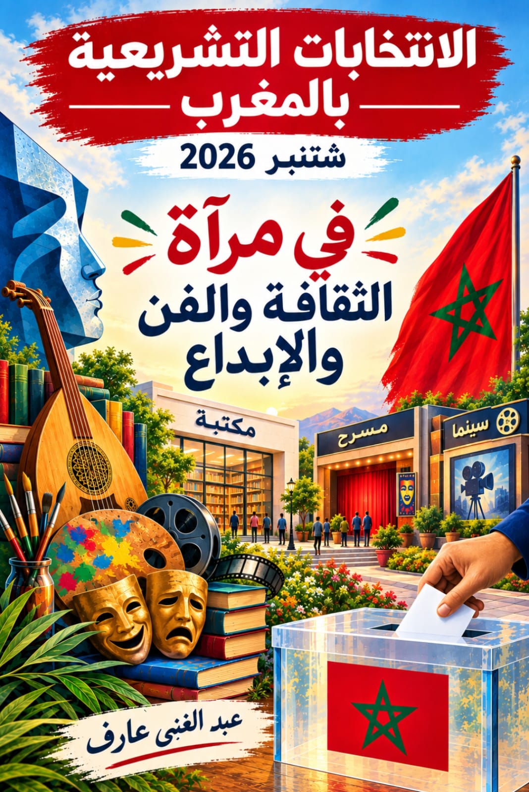 Les élections législatives au Maroc, septembre 2026, dans le miroir de la culture, de l’art et de la création — illustration signée Abdelghani Aarif